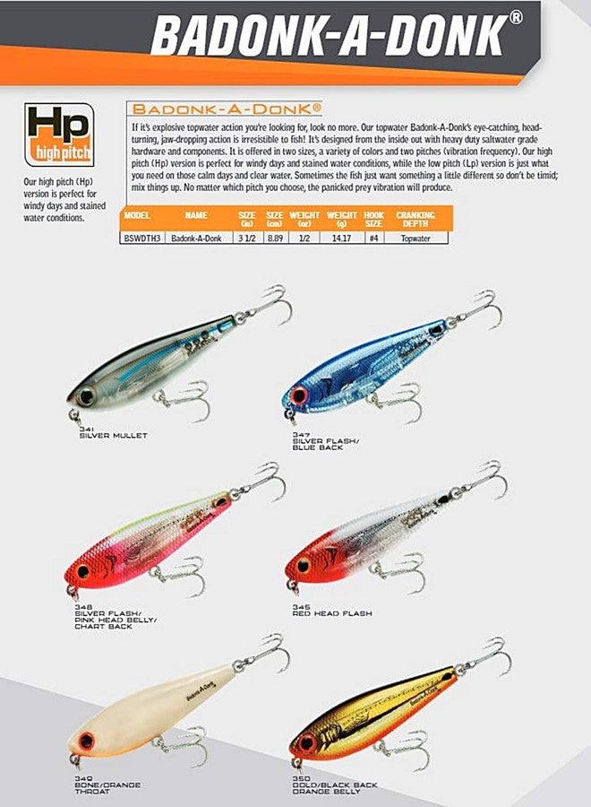 طعم بومبر بادونك-أ-دونك عالي الإيقاع للمياه المالحة، (3-1/2 بوصة) - فضي لامع/ظهر أزرق، (BSWDTH3347) - Image 3