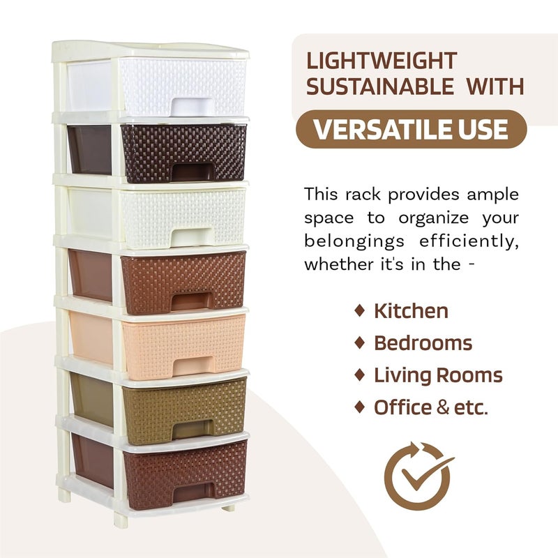 Kuber Industries Kuber Industries 7Layer Plastic Modular Storage Drawer for Home Kitchen Office Large Chest of Drawers Racks for Storage Multipurpose Dress Toys Organizer for Kids Room Multi Brown  - Image 5