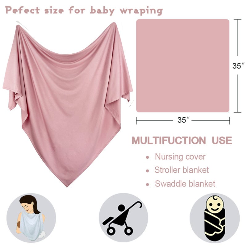 أولوولا OWLOWLA Newborn Swaddle Set Stretch Wrap Swaddle Receiving Blanket for Baby Boy Girl(Blush-rm) - Image 4