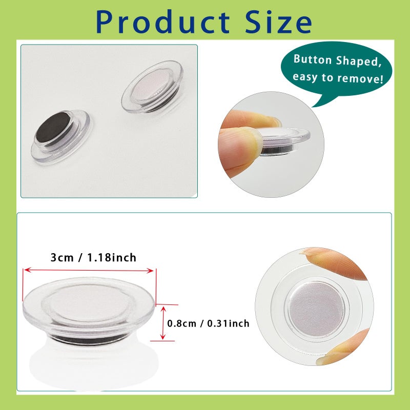 PYJLBX Fridge Magnets - 14 Pack Strong Refrigerator Magnets, Heavy Duty Small Magnets for Whiteboard, Locker, Crafts, Office, Classroom Use - Clear Decorative Cute Round Mini Magnet for Fridge (White) - Image 3