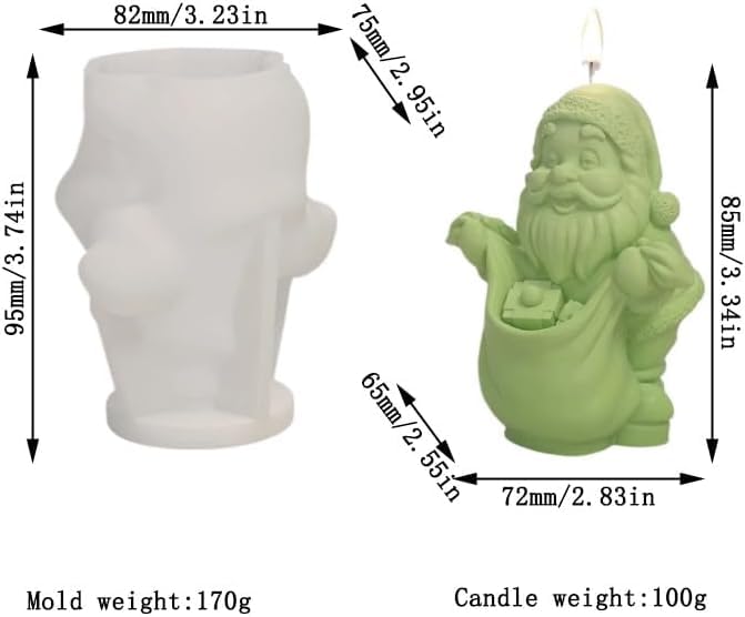 RKPM HOMES RKPM HOMES Christmas Candle Mold I 3D Santa Claus Backpack and Gift Bag Shape Silicone Scented Wax Mould I for DIY Handmade Ornament Cake Dcor Aromatherapy Soap Resin Clay Art Craft Home Dcor B - Image 2