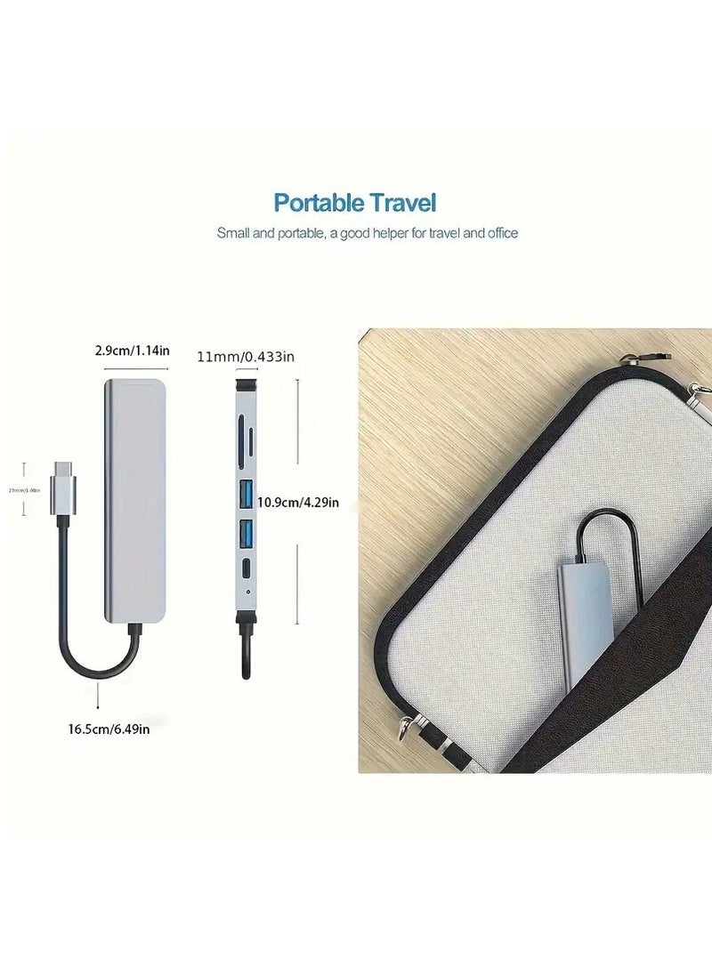 LIMOS - USB C Hub Multiport Adapter 6-in-1 – Portable Space Aluminum Type-C Dongle with 4K HDMI, 87W PD Charging, 3 USB 3.0 Ports, SD/TF Card Reader – Compatible with MacBook Pro/Air, iPad Pro, Dell, HP, XPS, and More USB-C Devices - Image 1