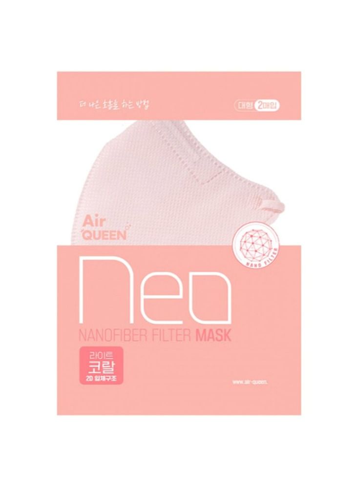 Air Queen NEO Nanofiber Filter Face Mask, Paper Light weight, 0.1µm Nanofiber Filter, Made in Korea (2masks/Sealed pack) x (5Packs) (Pink) - Image 1