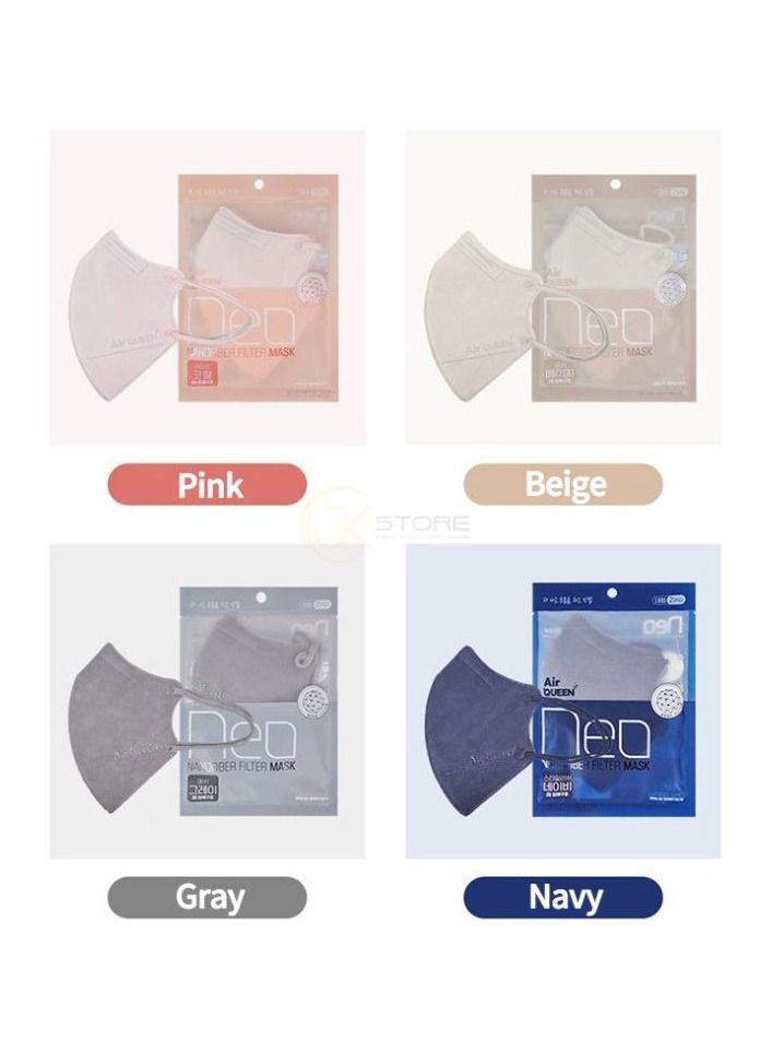 Air Queen NEO Nanofiber Filter Face Mask, Paper Light weight, 0.1µm Nanofiber Filter, Made in Korea (2masks/Sealed pack) x (5Packs) (Pink) - Image 3