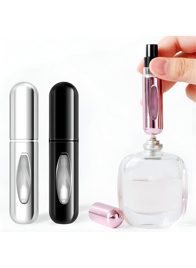 Easy-to-fill, V-shaped travel perfume atomizer, made of glass and metal, available in assorted colors (2 pieces)