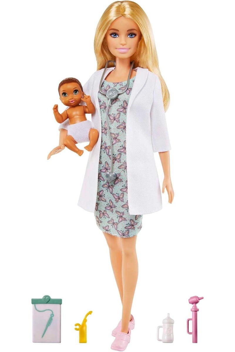 Barbie Baby Doctor Playset with Blonde Doll, Infant Doll, Doctor Toy Accessories - Image 1