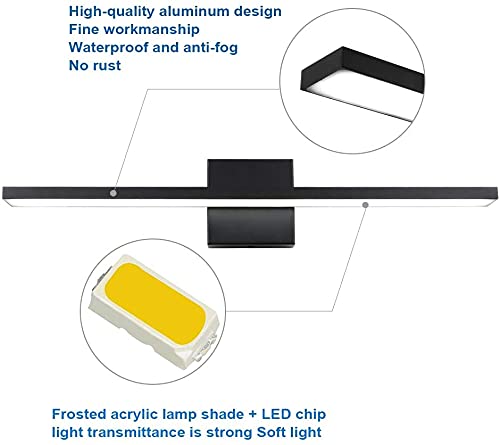 Ralbay 24in Dimmable Black Vanity Light with Remote Control Color Temperature Adjustable 20W Modern LED Bathroom Lighting Fixture - Image 5