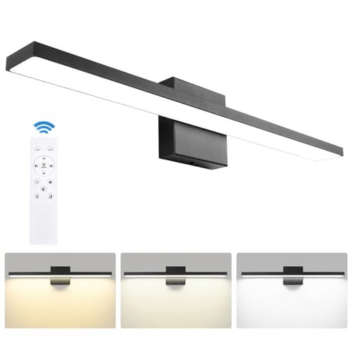 Ralbay 24in Dimmable Black Vanity Light with Remote Control Color Temperature Adjustable 20W Modern LED Bathroom Lighting Fixture - Image 1