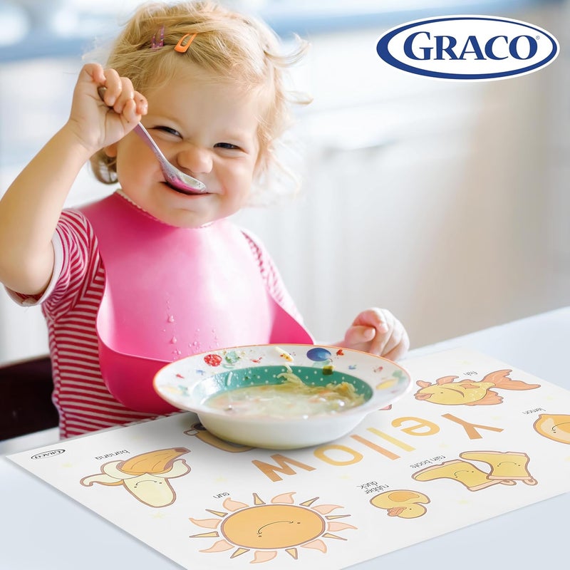 Graco Disposable Placemats - Convenient, Spill-Proof, Easy-Clean Mats for Meals and Travel - 40 Pcs Set, Assorted - Image 5