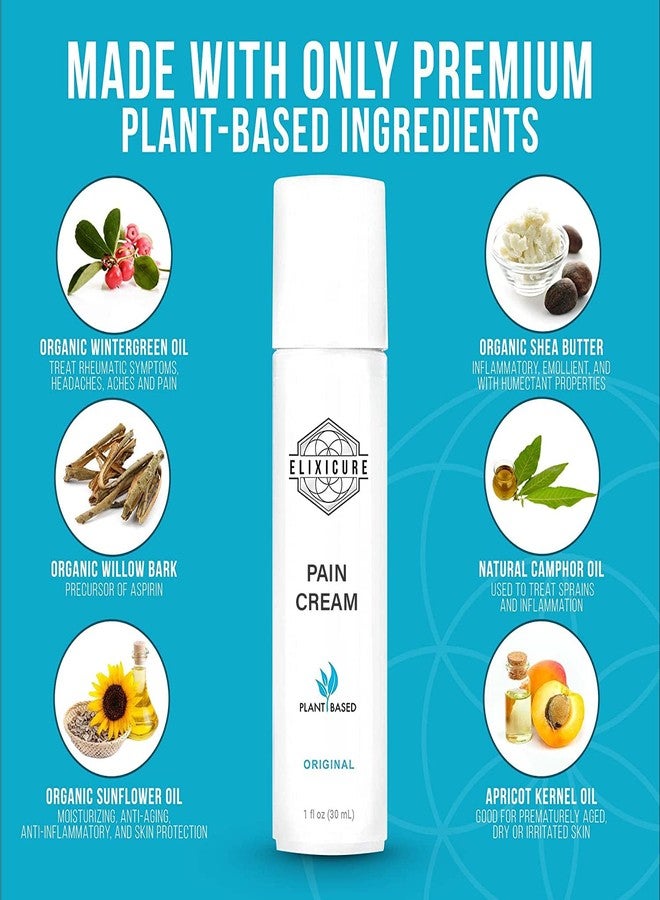 Elixicure Natural Pain Relief Cream for Arthritis Pain, Joint Relief & Sore Muscles. Fast Acting, Long Lasting & Non-Greasy. (Wintergreen, 1 oz. Roll-On - Image 2