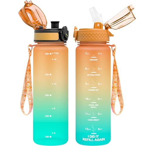 OLDLEY Kids Water Bottle for School 17 oz 2 lids BPAFree Reusable Leakproof Durable Tritan Plastic Water Bottles with Straw  Chug Lids Antidust Spout Cover Sunflower