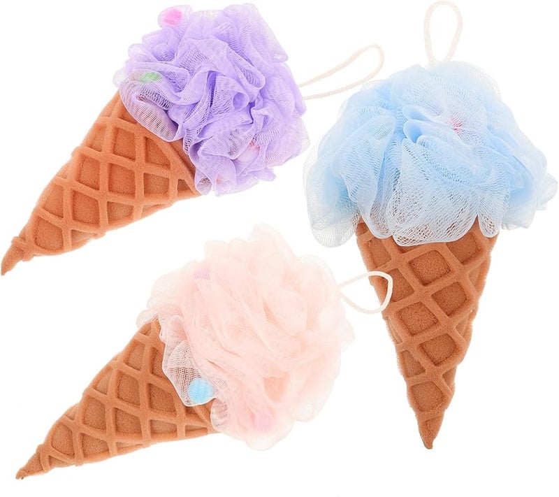 3Pcs Exfoliating Bath Balls Soft Mesh Pouf Shower Scrubber For Gentle Skin Care - Image 1