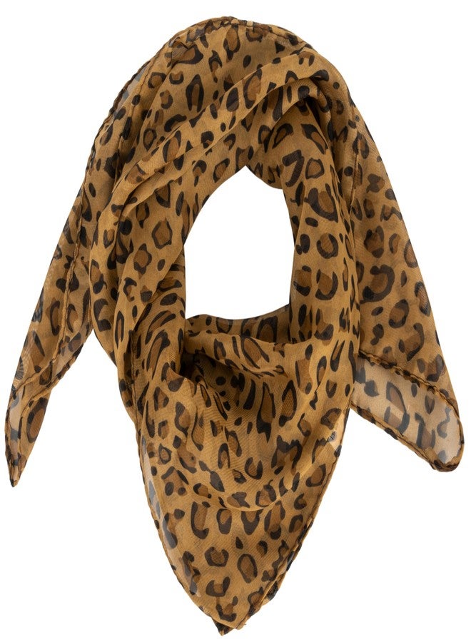 إيوهاك وشاح إيوهاك النسائي بنقشة جلد النمر، وشاح مربع خفيف الوزن من الشيفون، مناسب لموسم الربيع والصيف - Image 5