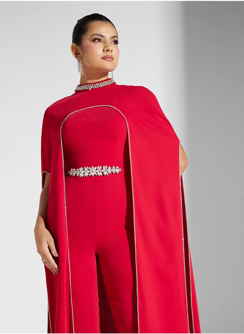 Akadia Fashion crystal cape jumpsuit