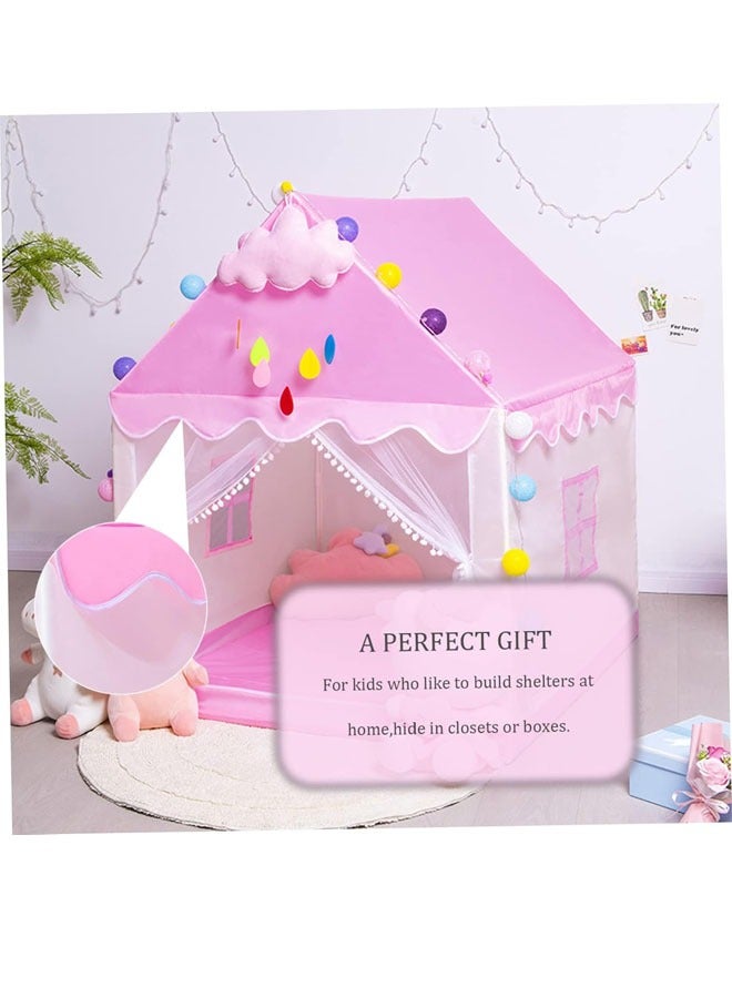 Beauenty Kids Playhouse with LED Lights and Coral Fleece Mat, Children's Play Tent Activity Center, Cute Princess Castle Game House for Girls, Suitable for bedrooms, living room, backyards, parks (Pink Color, Size 51" x 47" x 41")  - Image 3