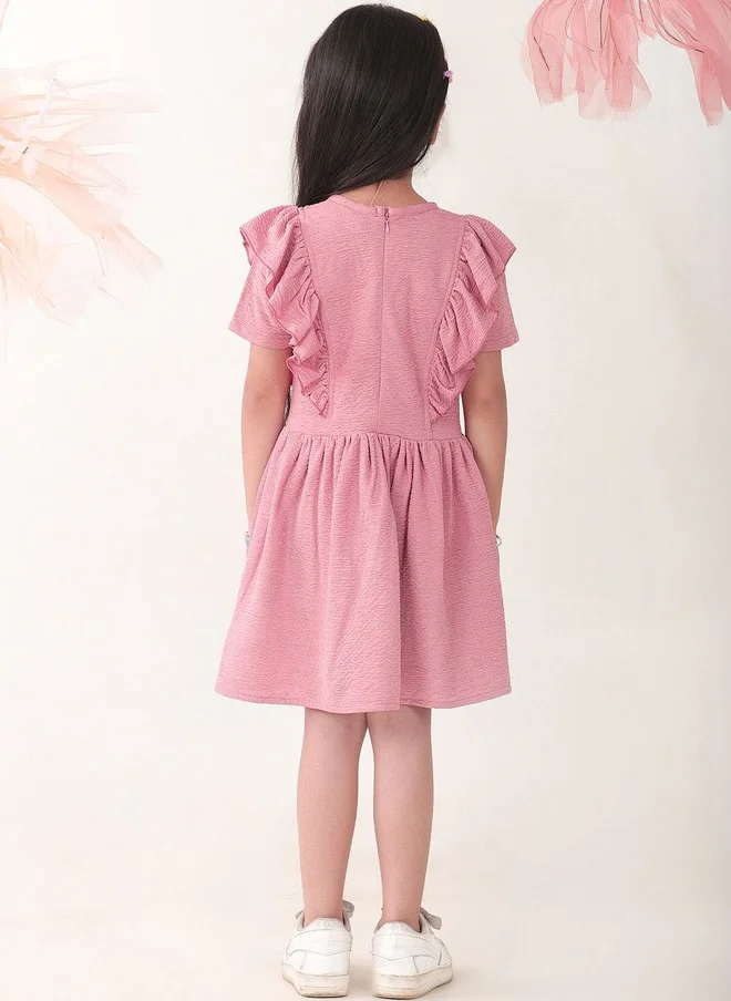 بونكيدز BONKIDS Rose Gold Satin Fit & Flare Dress for Girls