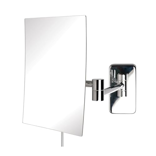 JERDON Wall Mount Makeup Mirror with 5X Magnification - 8.75” x 6.5” Rectangular Mirror Extends 14” – Chrome Finish – Model JRT695C - Image 1
