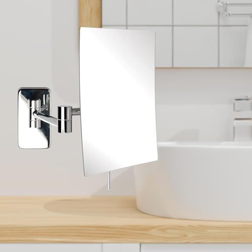 JERDON Wall Mount Makeup Mirror with 5X Magnification - 8.75” x 6.5” Rectangular Mirror Extends 14” – Chrome Finish – Model JRT695C - Image 2