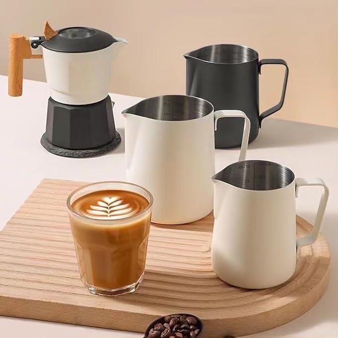 Erweicet 12Oz350Ml Black Milk Frothing Pitcher For HomeCoffee Shop Stainless Steel Milk Frothing Pitcher Espresso Steaming Pitcher Professional Latte Art Coffee Cup For Cappuccino And Macchiato - Image 3