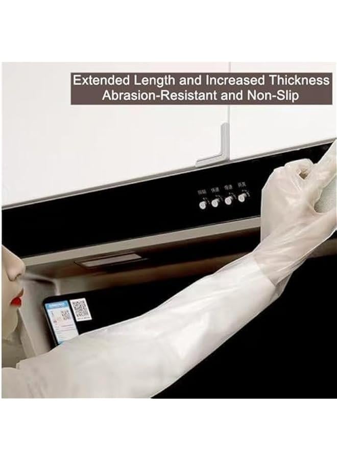 قفازات طويلة للتنظيف من هيبيفانز، 10 قطع قفازات مطاطية واقية وقابلة لإعادة الاستخدام للمهام المنزلية والمطبخ وغسالة الصحون والبستنة - 23.6 بوصة - Image 3