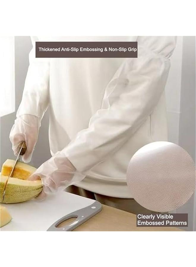 قفازات طويلة للتنظيف من هيبيفانز، 10 قطع قفازات مطاطية واقية وقابلة لإعادة الاستخدام للمهام المنزلية والمطبخ وغسالة الصحون والبستنة - 23.6 بوصة - Image 2
