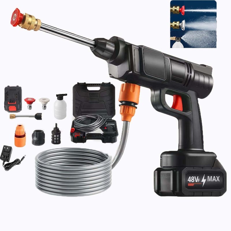 Cordless Pressure Washer, Portable Pressure Washer with Rechargeable 2 Batteries 5-in-1 Nozzle, Handheld High-Pressure Car Washer Gun for Home/Floor Cleaning & Watering/Washing Cars/Fences/Siding - Image 1