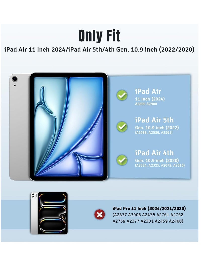 Raxoom Sky Blue Trifold Stand Case for iPad Air (13-inch, M2 2024) & iPad Pro 12.9-inch (4th/5th/6th Gen) with Pencil Holder - Image 2