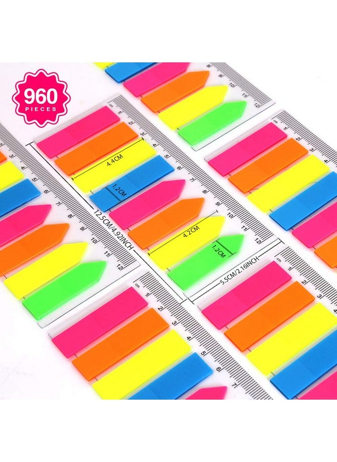 FANDAMEI 960 Pieces Neon Page Markers 6 Sets Translucent Page Flags Fluorescent Index Tabs Sticky Notes Tabs With 12 Cm Measurement For Page Marker  - Image 2