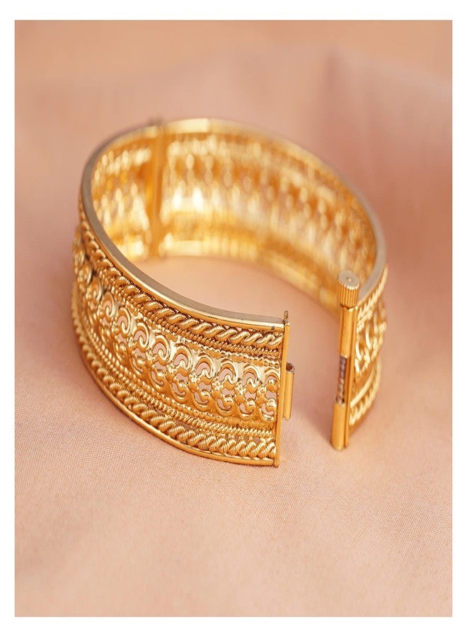 JFL - Jewellery for Less Traditional Ethnic One Gram Gold Plated Openable Kada for Women & Girls. - Image 5