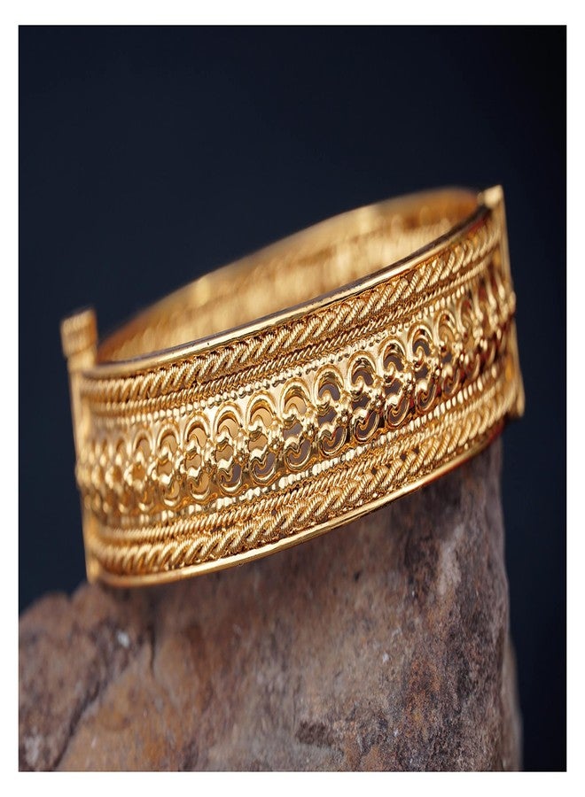 JFL - Jewellery for Less Traditional Ethnic One Gram Gold Plated Openable Kada for Women & Girls. - Image 2