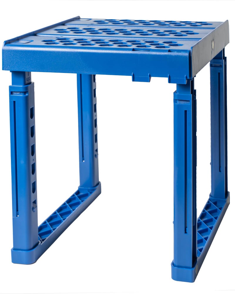Piffny Locker Organizer Shelf Adjustable Width and Height Stackable Ideal Locker Shelf for School Office Gym Lockers or Even Kitchen Cabinets Under Sink Organization Blue