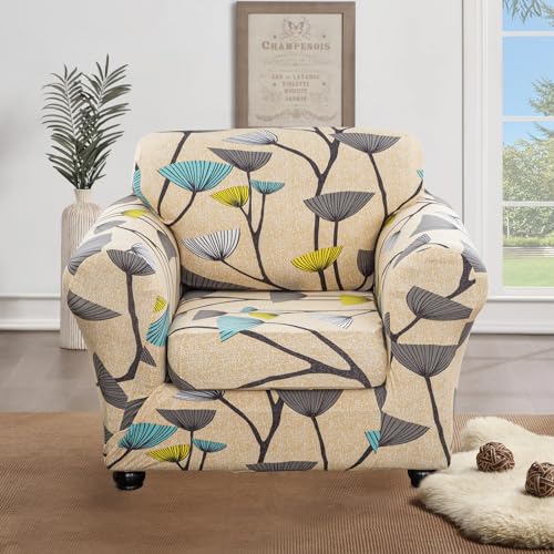 Lamberia Printed Sofa Cover High Stretch Sofa Slipcovers 2 Piece Armchair Slipcover with One Separate Cushion Cover Elastic Bottom Floral Pattern (Dandelion, Armchair) - Image 2