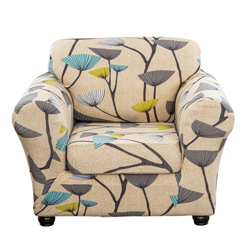 Lamberia Printed Sofa Cover High Stretch Sofa Slipcovers 2 Piece Armchair Slipcover with One Separate Cushion Cover Elastic Bottom Floral Pattern (Dandelion, Armchair) - Image 1