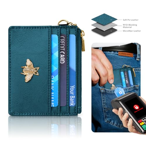 SEAVILIA حامل بطاقات مفاتيح محفظة SEAVILIA للنساء مع نافذة هوية RFID محفظة نقود نحلة هدايا نحيفة بسيطة صغيرة - Image 5