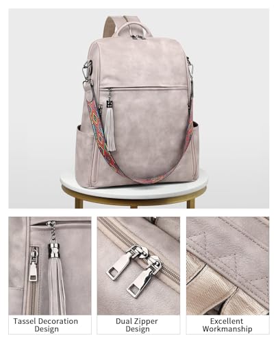 FADEON Laptop Backpack Purse for Women Large Designer PU Leather Laptop Bag, Ladies Computer Shoulder Bags - Image 4