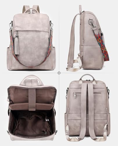 FADEON Laptop Backpack Purse for Women Large Designer PU Leather Laptop Bag, Ladies Computer Shoulder Bags - Image 5
