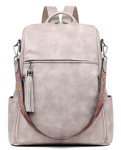 FADEON Laptop Backpack Purse for Women Large Designer PU Leather Laptop Bag, Ladies Computer Shoulder Bags - Image 1