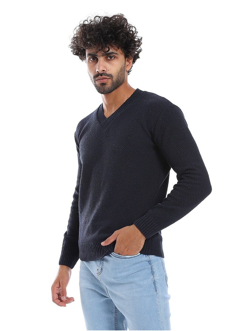 Caesar Wool Mens Pullover With V Neck  - Image 3