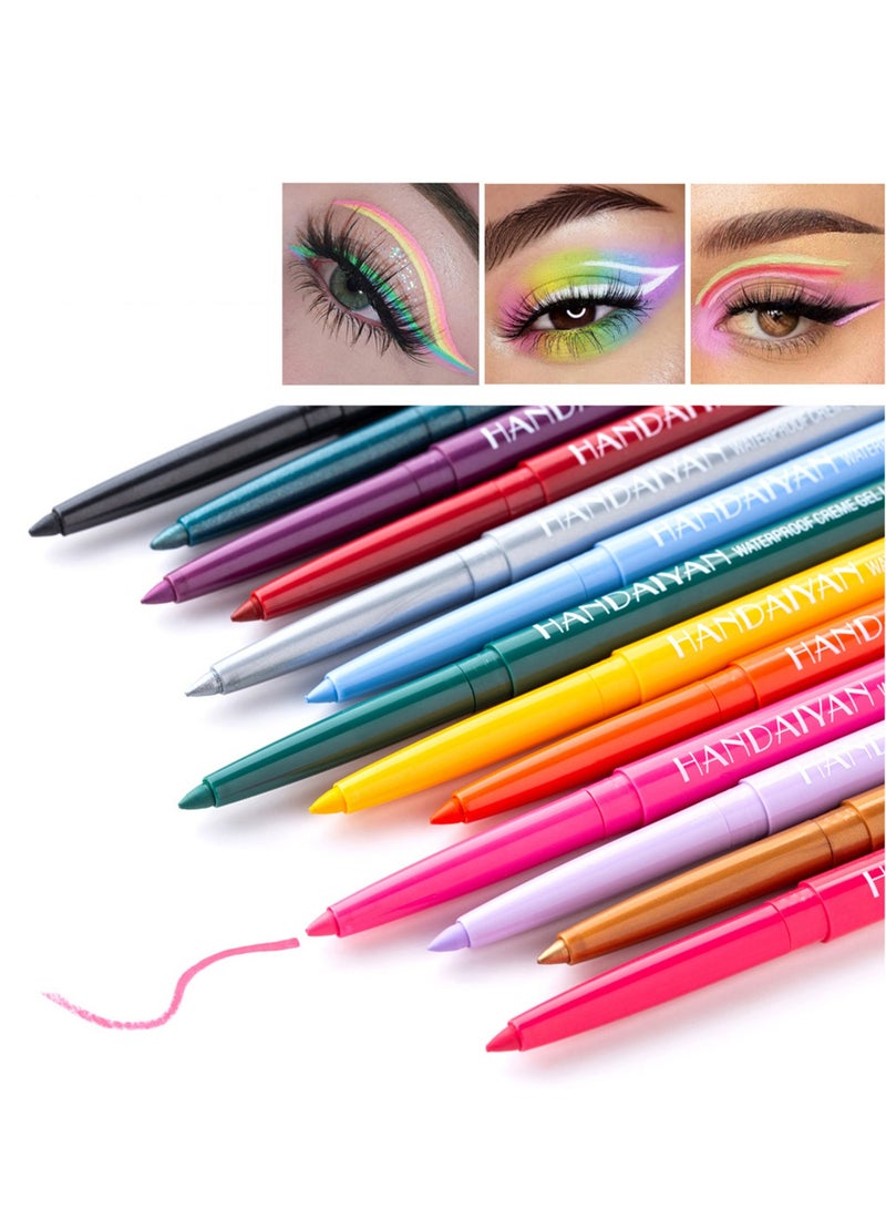 Handaiyan Professional Makeup Eye Liner Waterproof Long Lasting,Smudge-Resistant Sharpenable Cream Eyeliners Pencil High Performance Glide-On Pen Vegan,High Pigment,Nude With Shimmer Finish Black  - Image 3