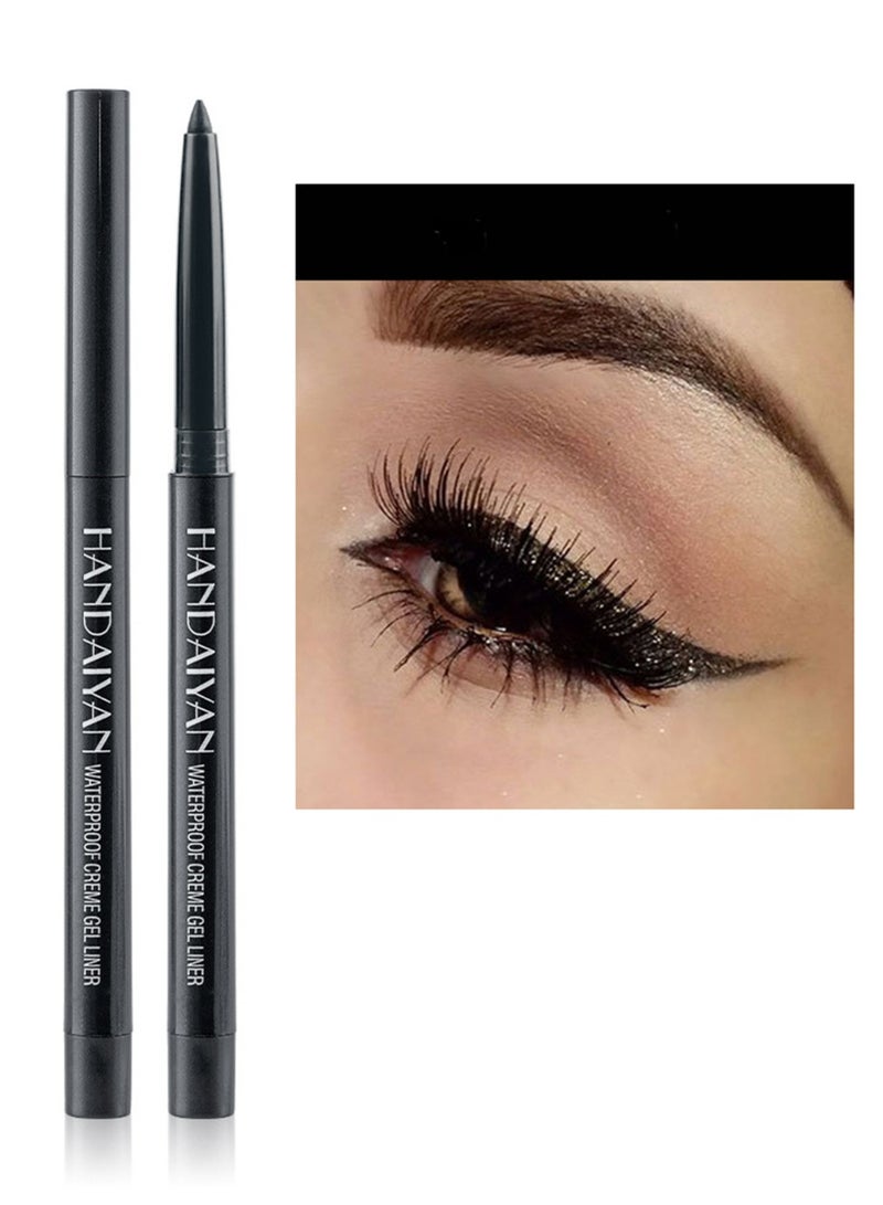 Handaiyan Professional Makeup Eye Liner Waterproof Long Lasting,Smudge-Resistant Sharpenable Cream Eyeliners Pencil High Performance Glide-On Pen Vegan,High Pigment,Nude With Shimmer Finish Black  - Image 1
