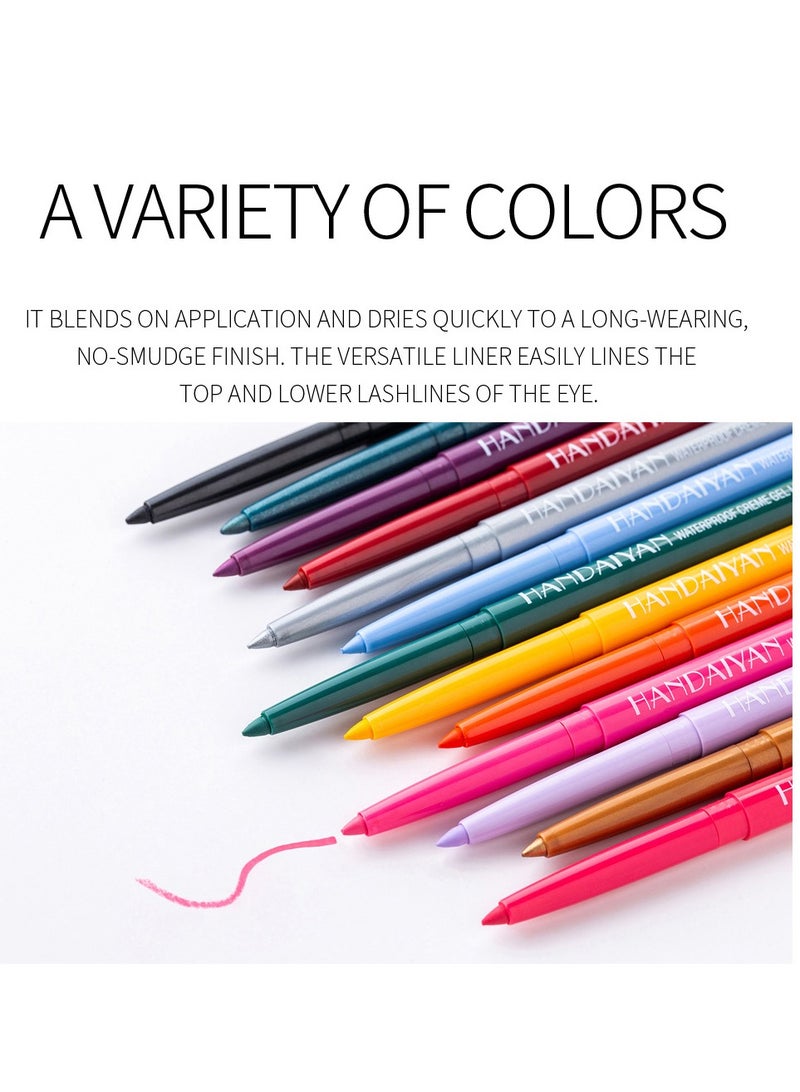 Handaiyan Professional Makeup Eye Liner Waterproof Long Lasting,Smudge-Resistant Sharpenable Cream Eyeliners Pencil High Performance Glide-On Pen Vegan,High Pigment,Nude With Shimmer Finish Black  - Image 2