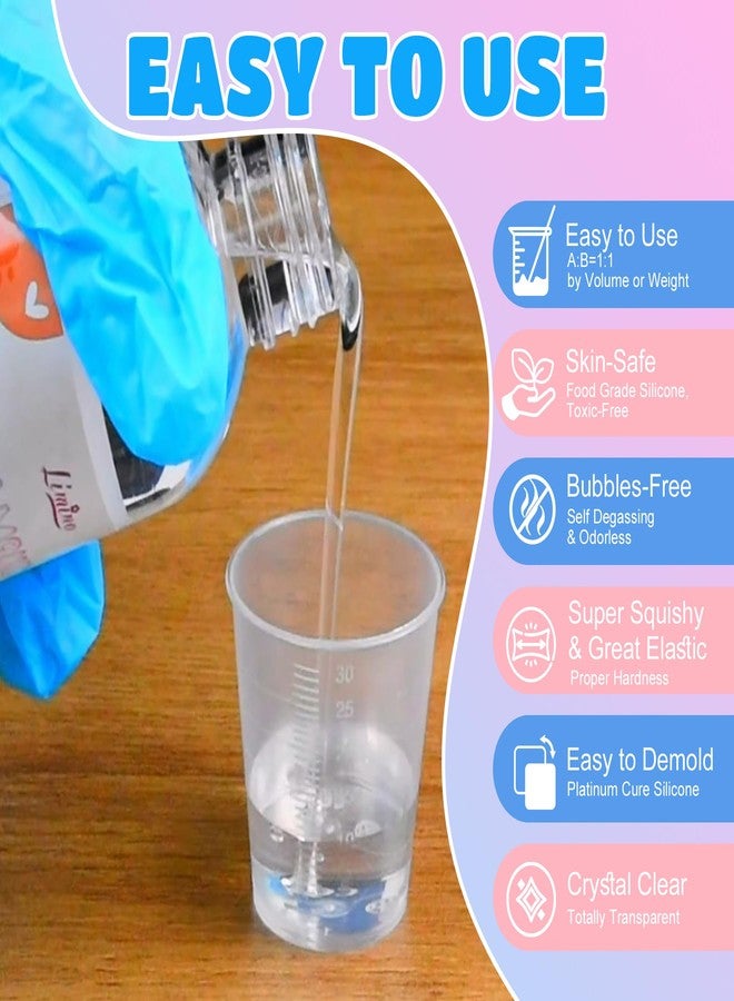 Limino Transparent Liquid Silicone for Taba Squishy Kit - 18oz 1:1 Ratio Mixed Super Soft Silicone Rubber for Squishies Making, Perfect DIY Stress Relief Gift Making Kit for Squishy Maker, Bear, Cat's Paw - Image 3