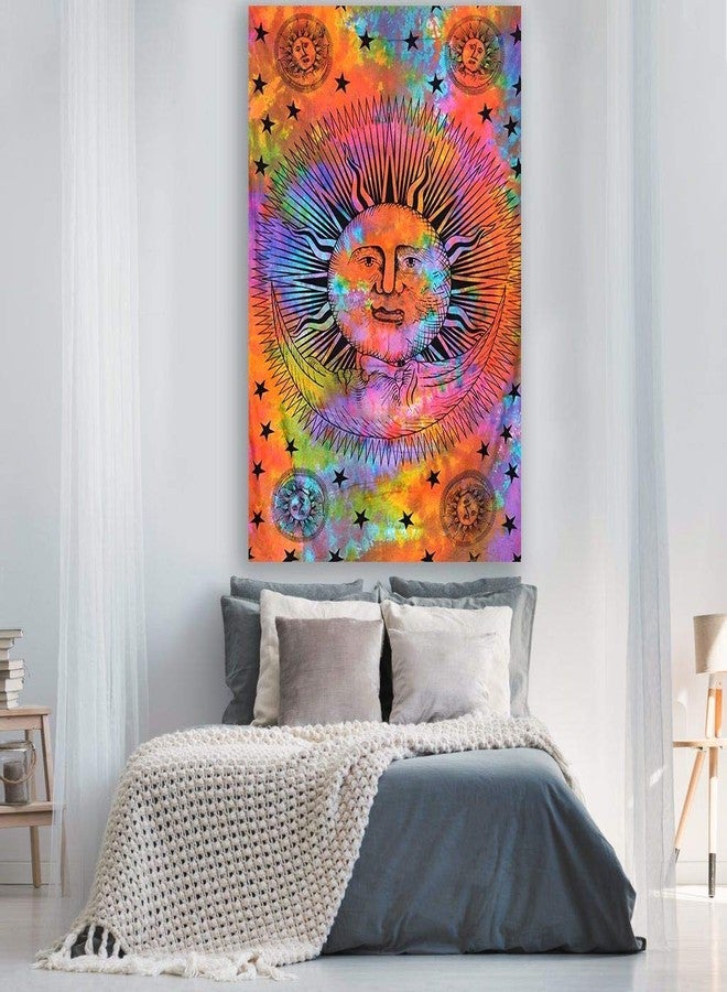 ART WORLD Psychedelic Sun Moon Stars Tie Dye Mandala Tapestry Hippie Hippy Celestial Wall Hanging Indian Bohemian Tapestries (Multi Color, Medium (60X54 Inches)) - Image 3