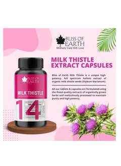 BLISS OF EARTH Bliss of Earth Milk Thistle Capsules Liver Support Supplement 60 Count  500mg Pure Extract Per Serving Organic  Non GMO  500mg Vegan Friendly  - Image 3