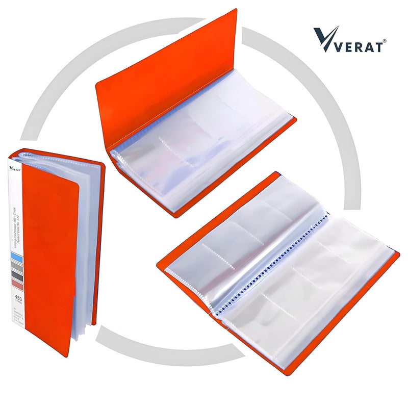 VERAT Business Card Holder, 120 Pockets for 240 Cards Business Card Holder | Debit/Credit/Business/Visiting Name ID Card Holder Card Organizer Professional Office Organizer (Red) - Image 5