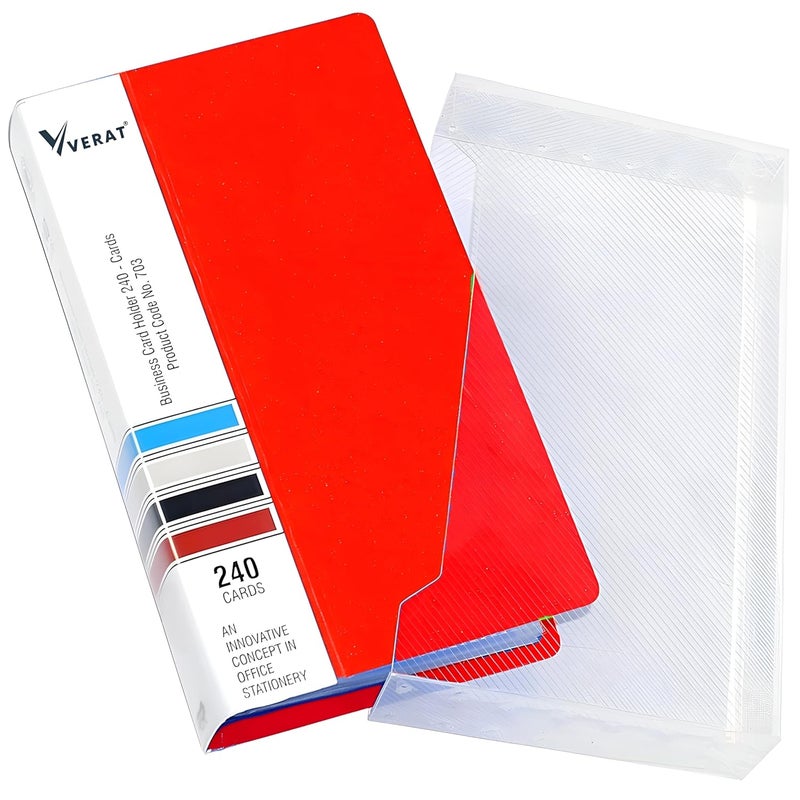 VERAT Business Card Holder, 120 Pockets for 240 Cards Business Card Holder | Debit/Credit/Business/Visiting Name ID Card Holder Card Organizer Professional Office Organizer (Red) - Image 1