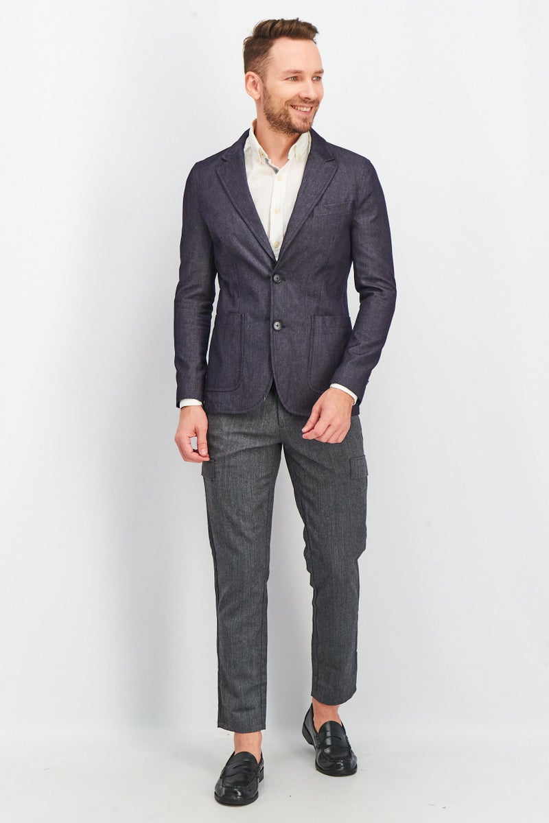 SELECTED Men Regular Fit Textured Blazers, Electric Blue - Image 3