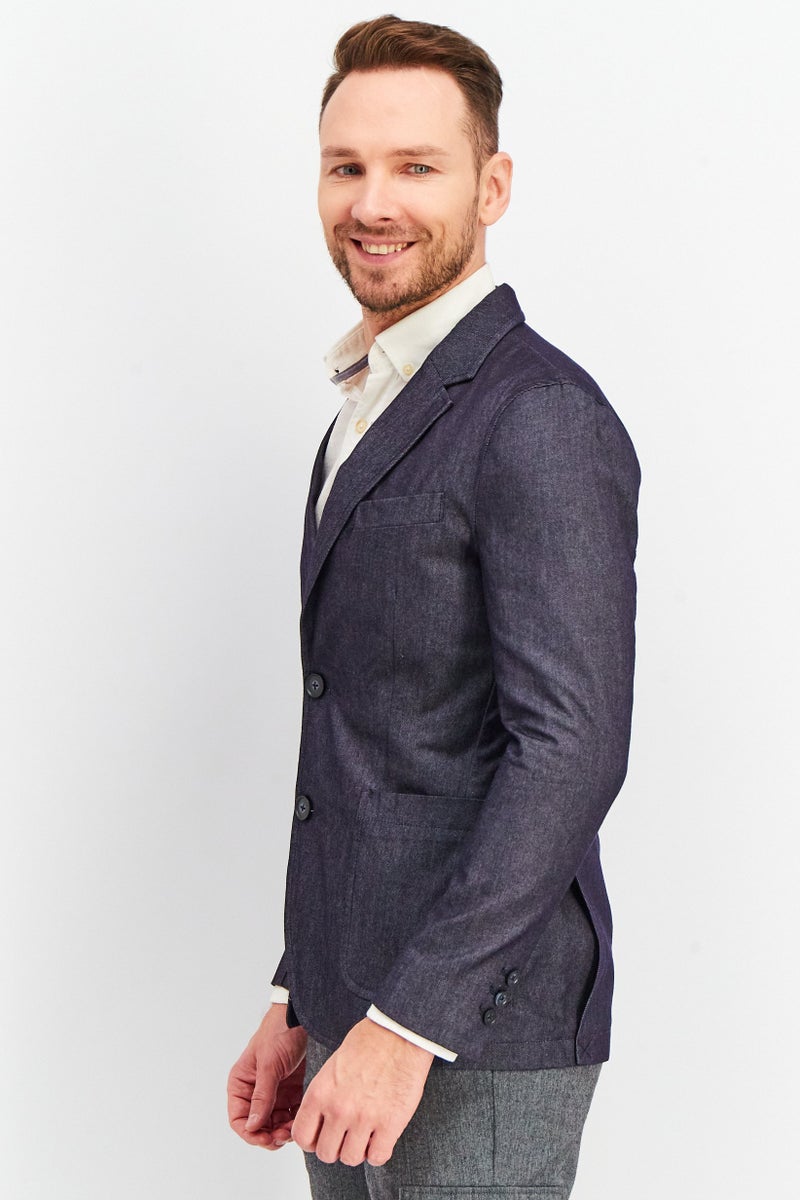 SELECTED Men Regular Fit Textured Blazers, Electric Blue - Image 4