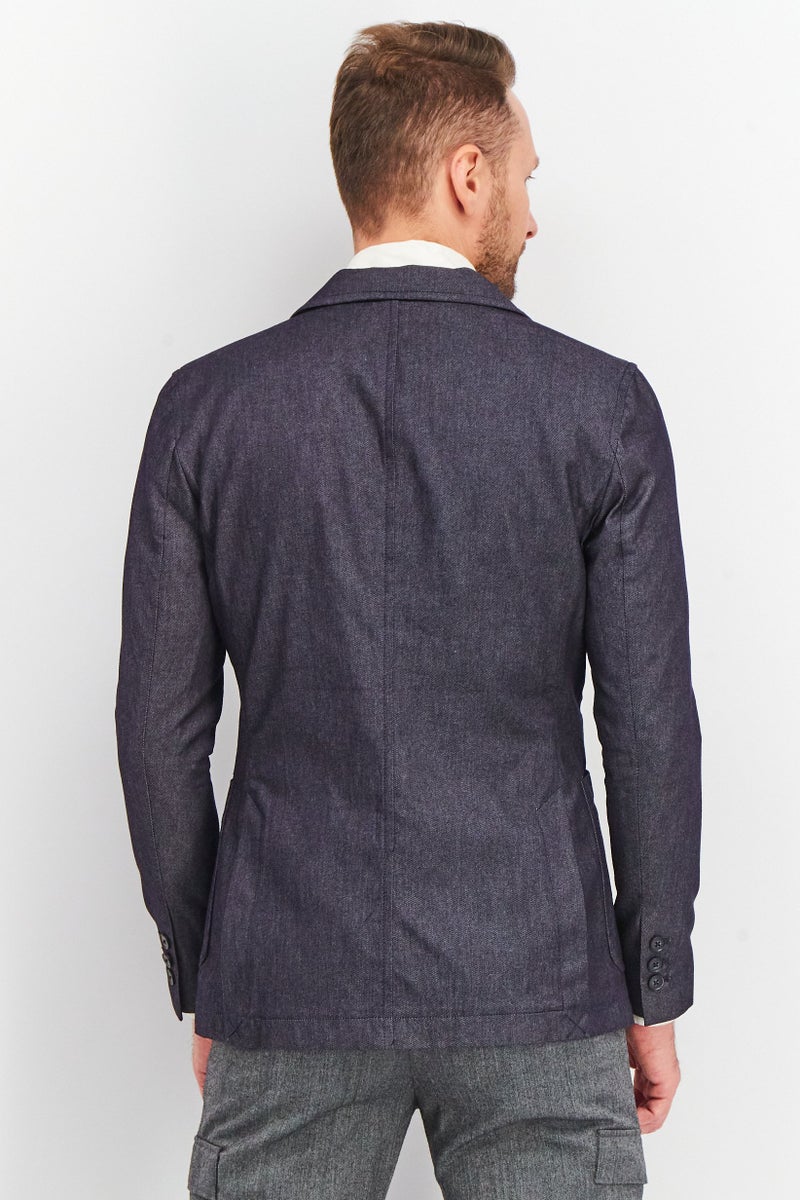 SELECTED Men Regular Fit Textured Blazers, Electric Blue - Image 2