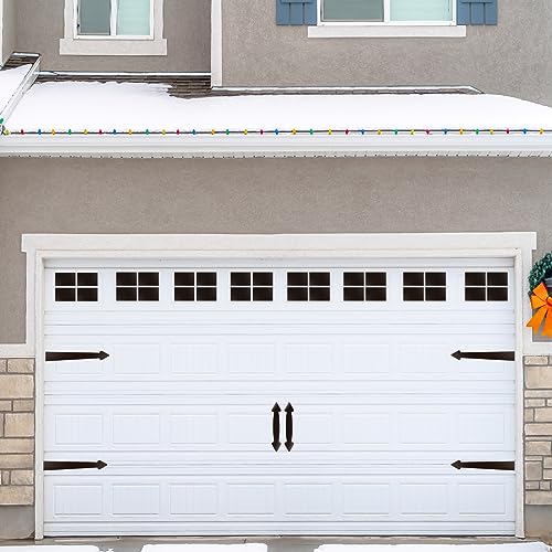 Ferraycle 38 Pcs Magnetic Garage Door Decoration Kit Include 32 Faux Windows 4 Faux Hinges and 2 Handles Magnetic Door Decorative Hardware Garage Door Magnets for 2 Car, Dark Brown(Square) - Image 4